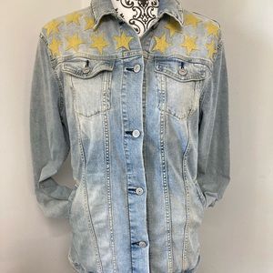 LulaRoe Jaxson Denim Jacket, size L, stretchy.